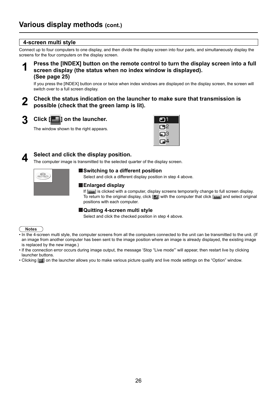 Various display methods | Panasonic TY-FB10WPU User Manual | Page 26 / 60