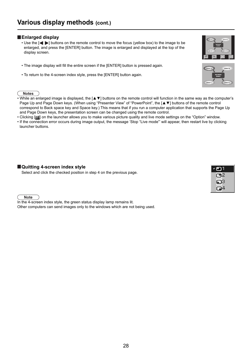 Various display methods, Cont.) | Panasonic TY-FB10WPU User Manual | Page 28 / 60