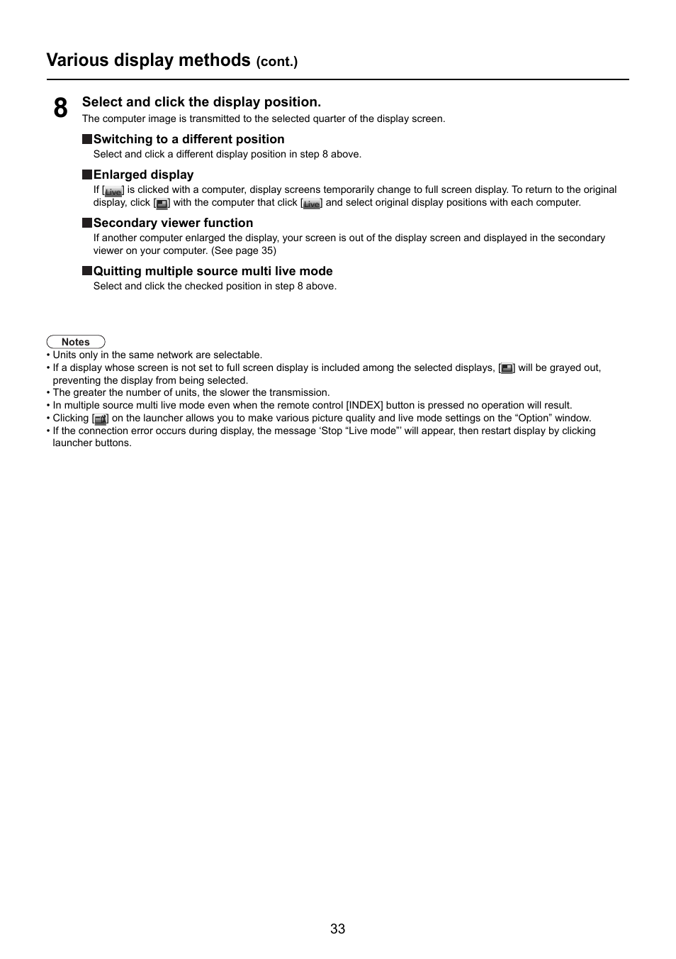 Various display methods | Panasonic TY-FB10WPU User Manual | Page 33 / 60