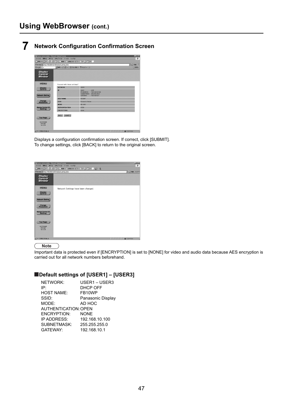 Using webbrowser | Panasonic TY-FB10WPU User Manual | Page 47 / 60