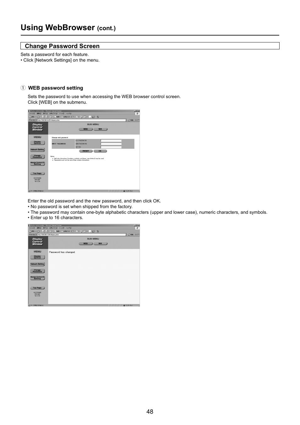 Using webbrowser | Panasonic TY-FB10WPU User Manual | Page 48 / 60