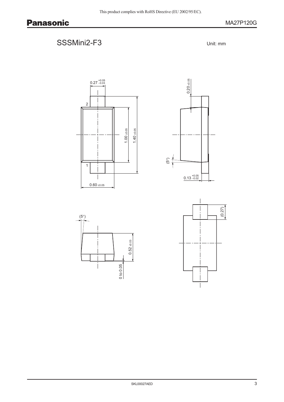 Sssmini2-f3, Unit: mm | Panasonic MA27P120G User Manual | Page 3 / 4