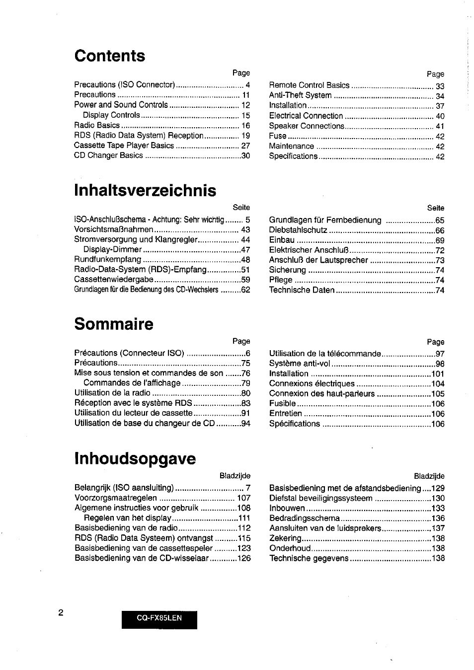 Panasonic CQ-FX85LEN User Manual | Page 2 / 35