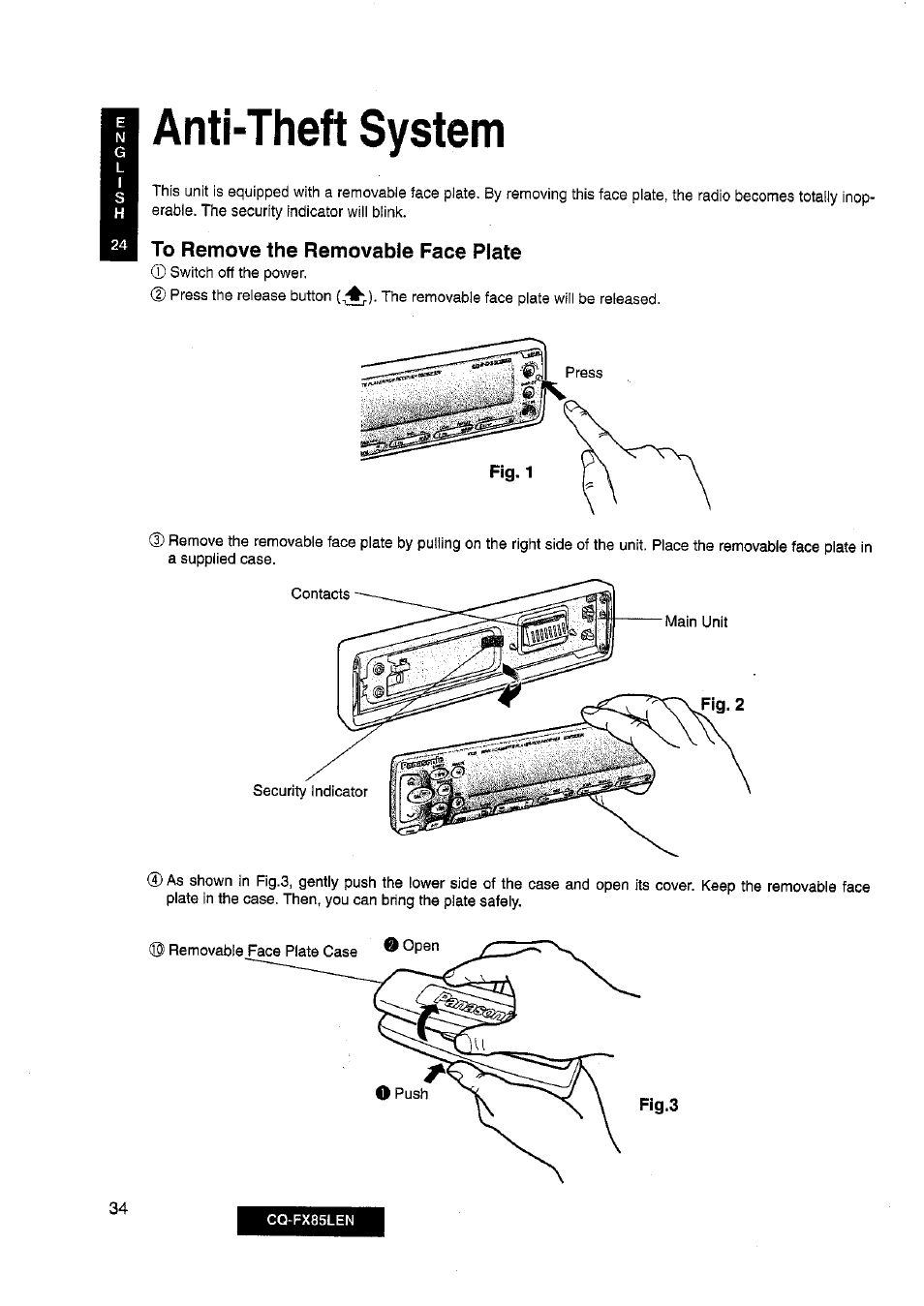Anti-theft system | Panasonic CQ-FX85LEN User Manual | Page 27 / 35