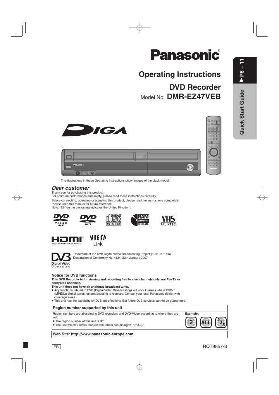 Panasonic DMR-EZ47VEB User Manual | 96 pages