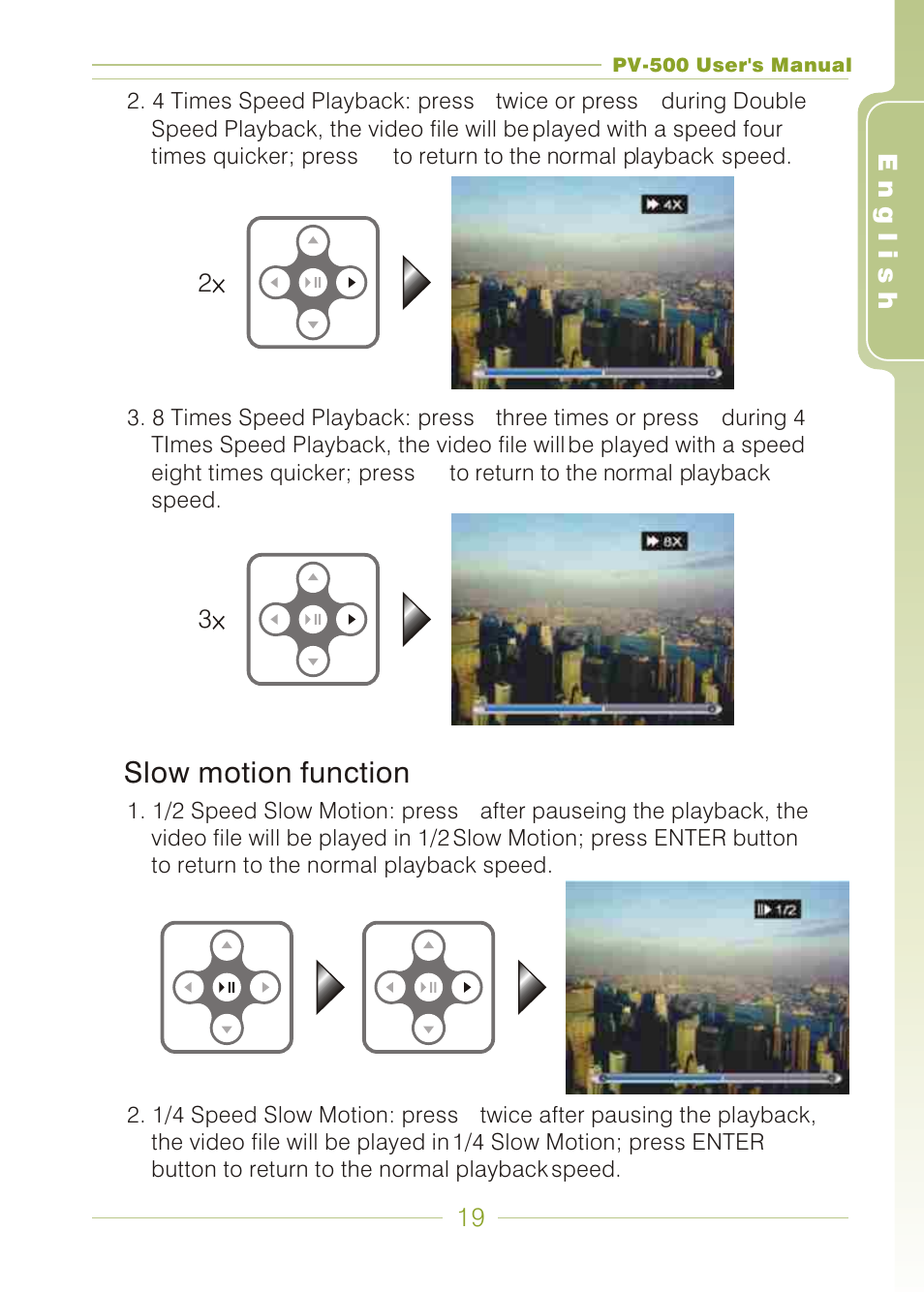 Slow motion function | Panasonic PV-500 User Manual | Page 19 / 38