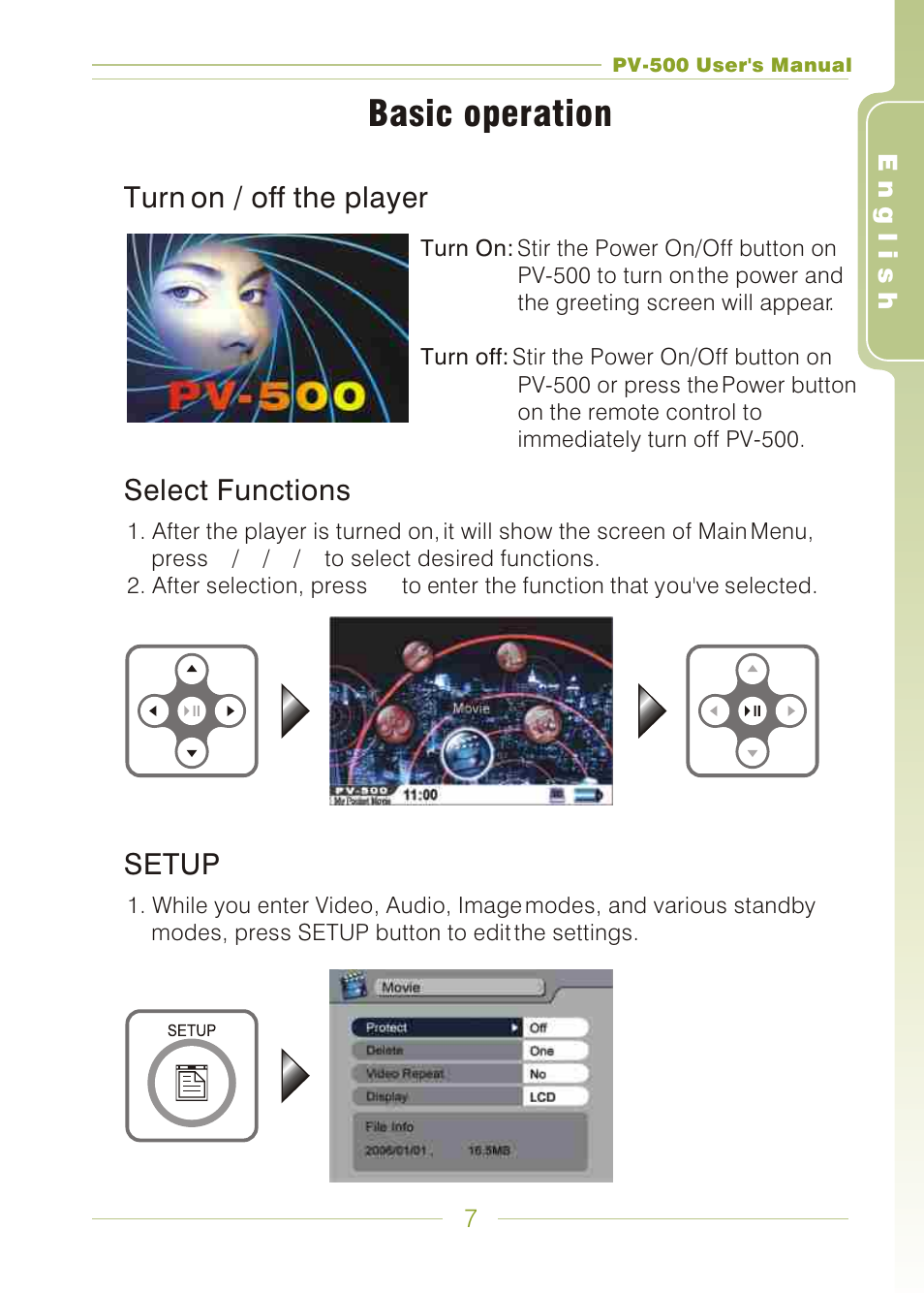 Basic operation | Panasonic PV-500 User Manual | Page 7 / 38