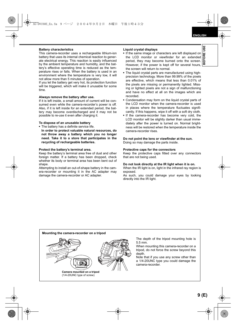 9 (e) | Panasonic AG-DVC60 E User Manual | Page 9 / 82