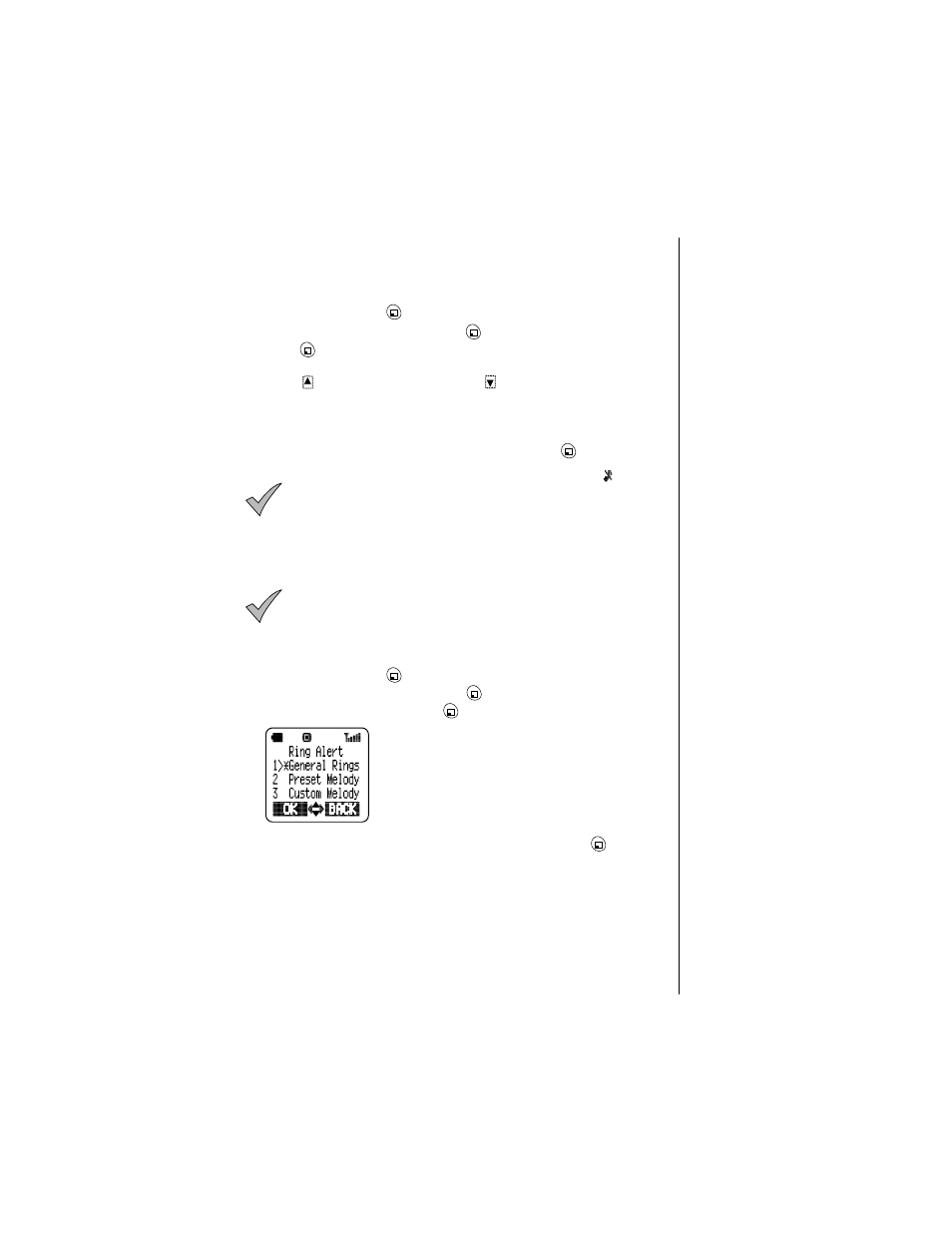 Setting ring volume, Selecting a ring alert | Panasonic Allure EB-TX310 User Manual | Page 23 / 50