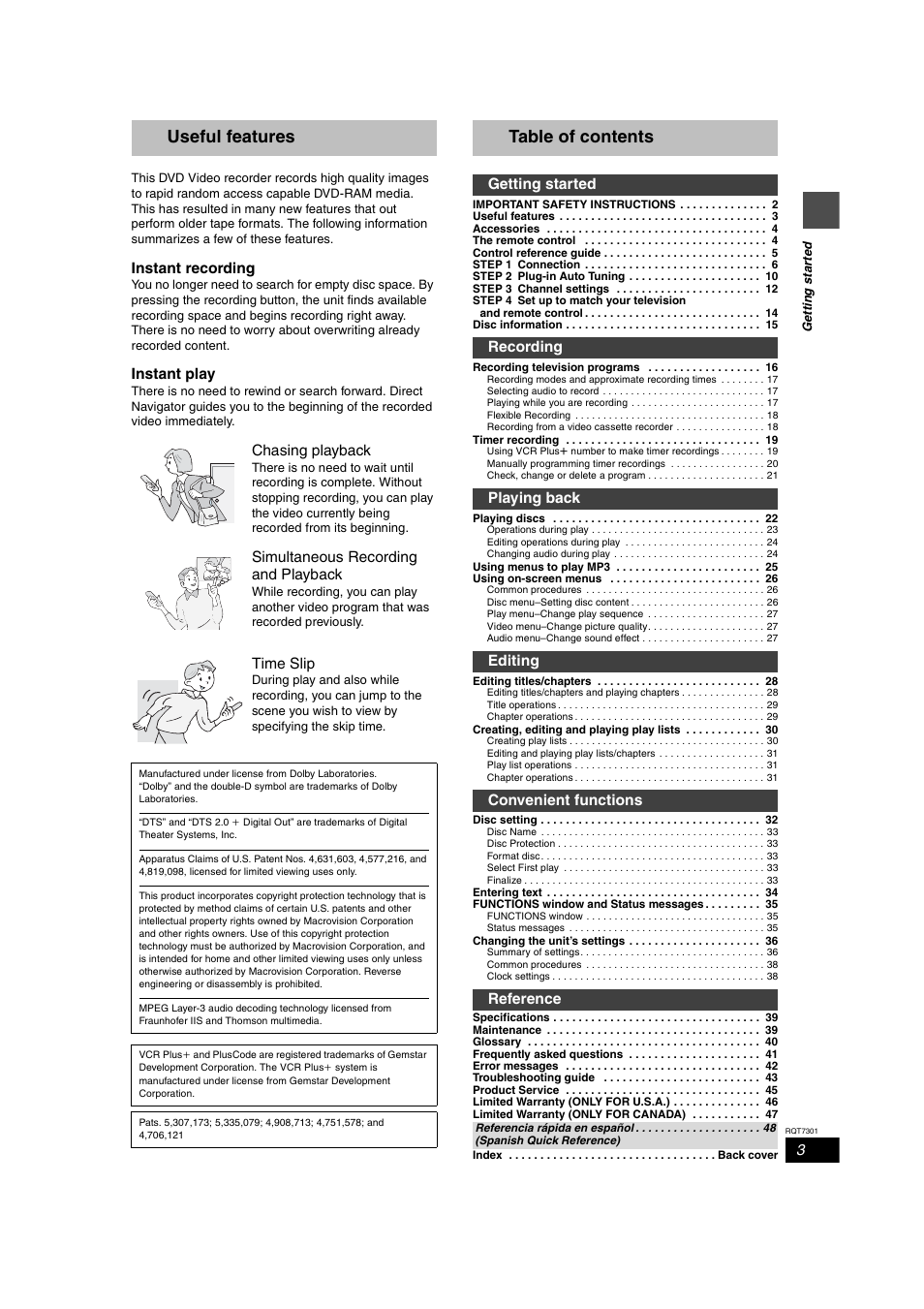 Panasonic DMR-E55 User Manual | Page 3 / 61