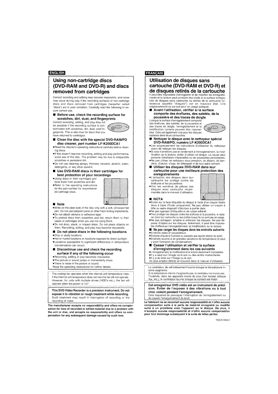 Using non-cartridge discs | Panasonic DMR-E55 User Manual | Page 54 / 61