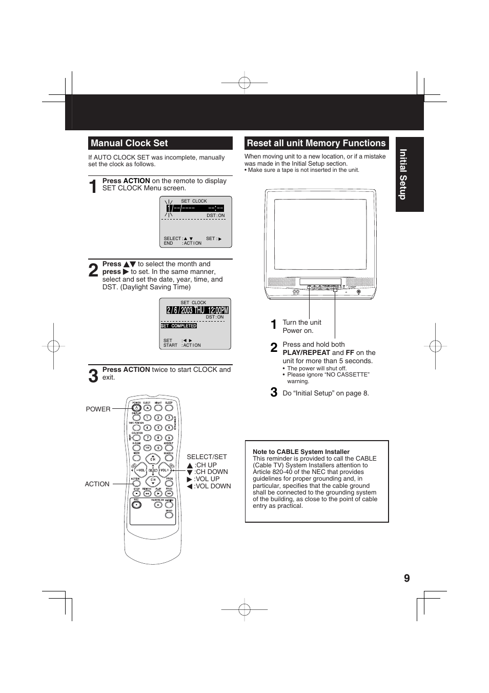 Panasonic VV-1303 User Manual | Page 9 / 36