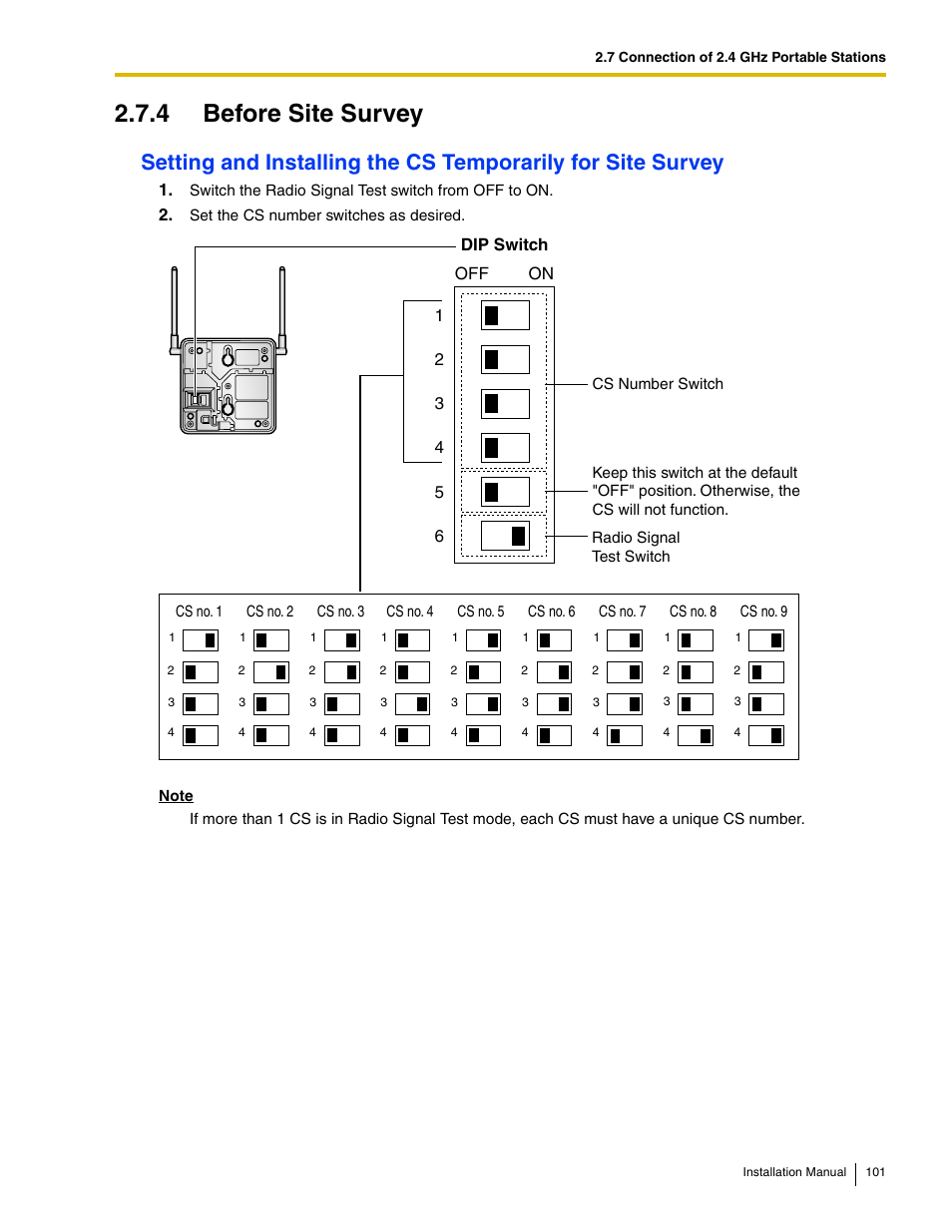 4 before site survey | Panasonic HYBRID IP-PBX KX-TDA50 User Manual | Page 101 / 158