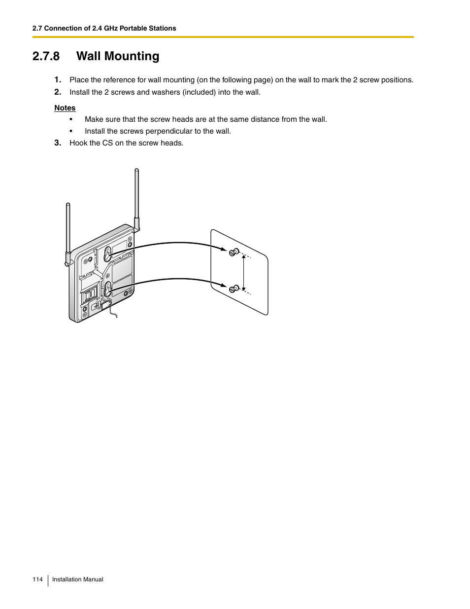 8 wall mounting | Panasonic HYBRID IP-PBX KX-TDA50 User Manual | Page 114 / 158