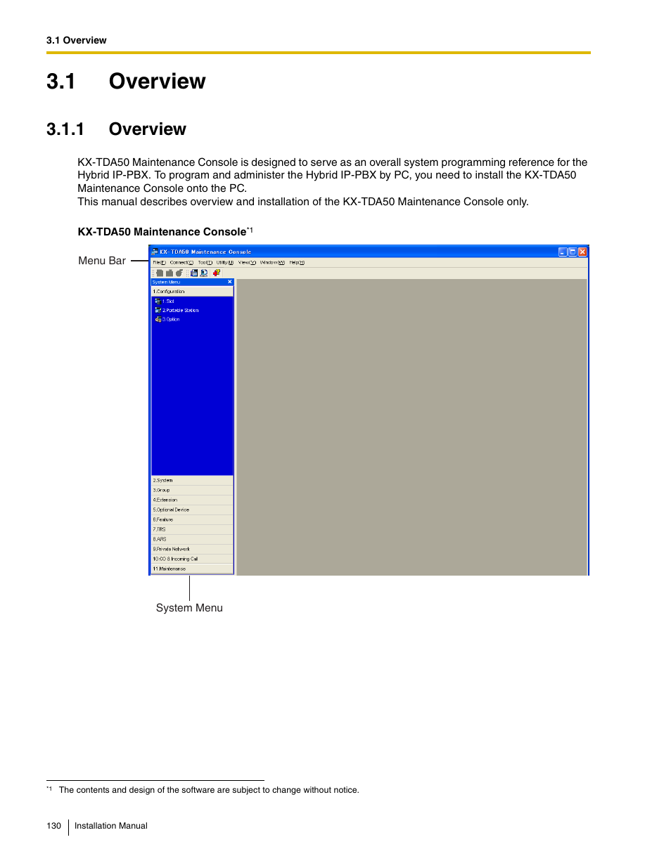1 overview | Panasonic HYBRID IP-PBX KX-TDA50 User Manual | Page 130 / 158