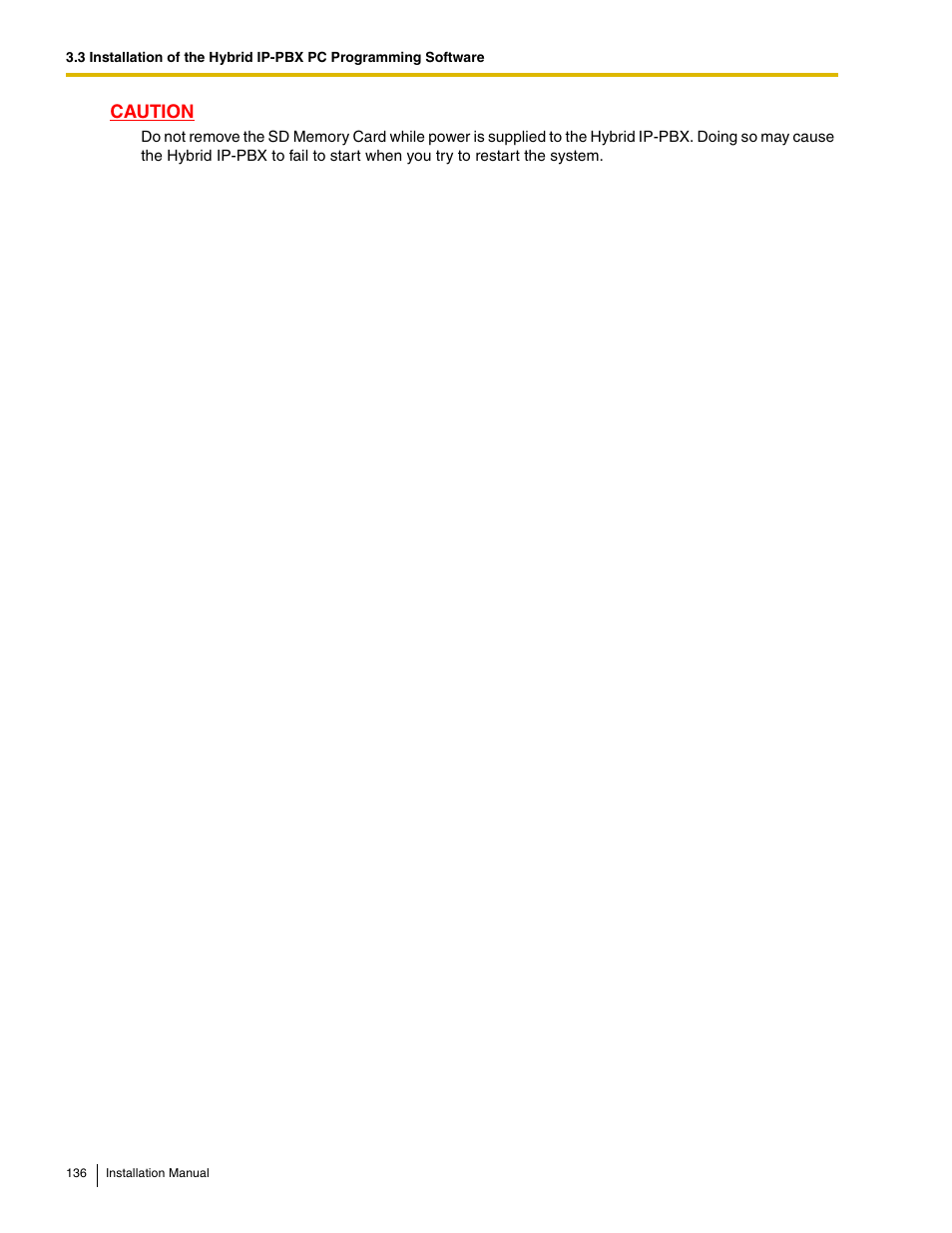 Caution | Panasonic HYBRID IP-PBX KX-TDA50 User Manual | Page 136 / 158