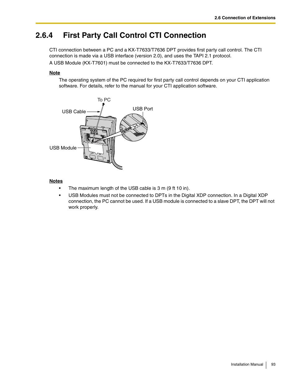 4 first party call control cti connection | Panasonic HYBRID IP-PBX KX-TDA50 User Manual | Page 93 / 158