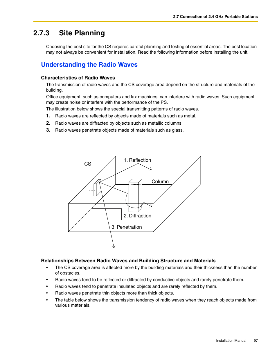 3 site planning, Understanding the radio waves | Panasonic HYBRID IP-PBX KX-TDA50 User Manual | Page 97 / 158
