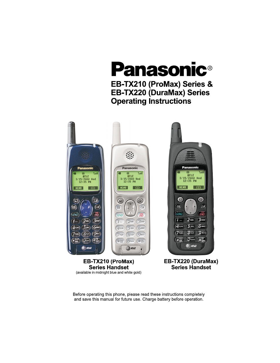 Panasonic EB-TX220 User Manual | 112 pages