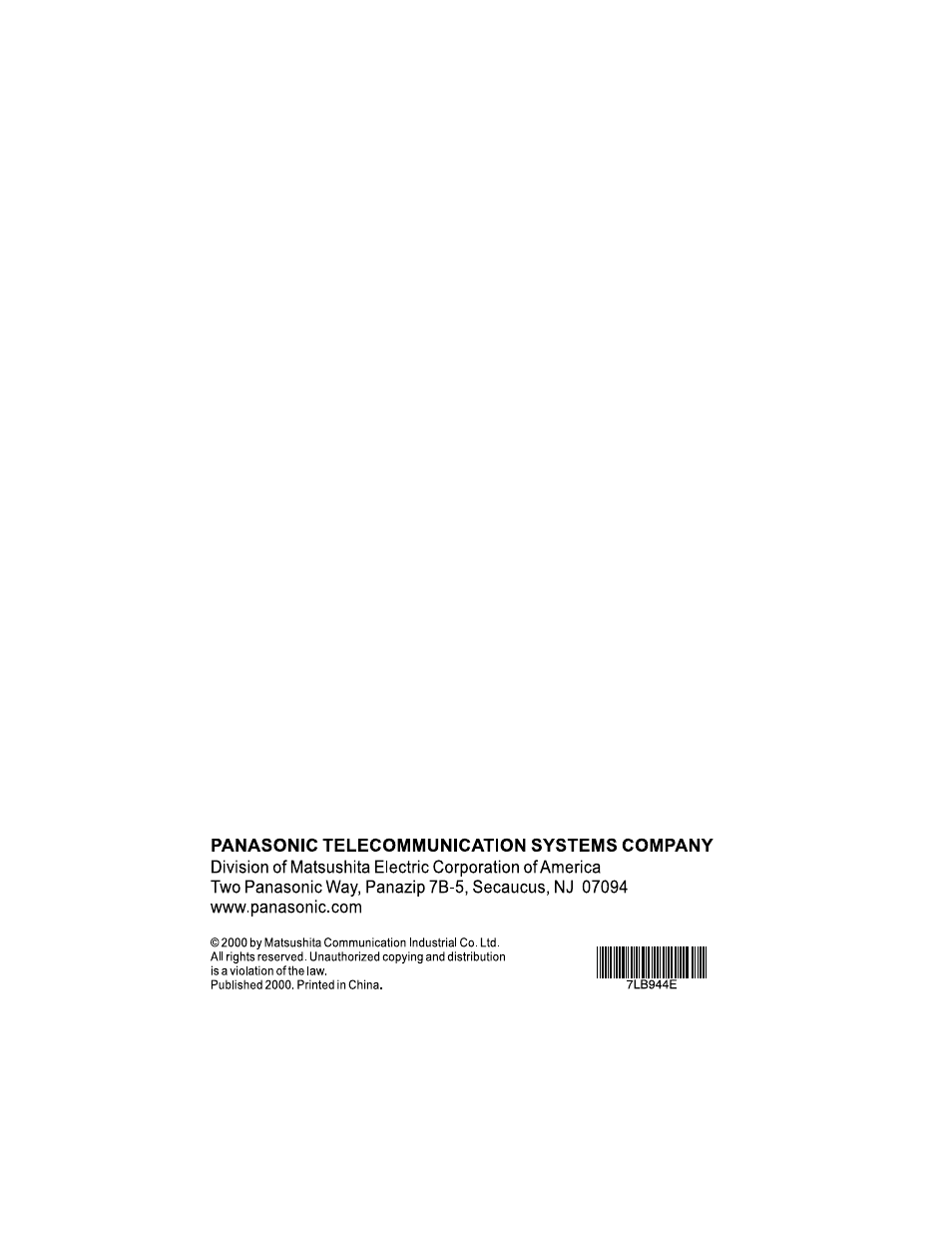Panasonic EB-TX220 User Manual | Page 112 / 112
