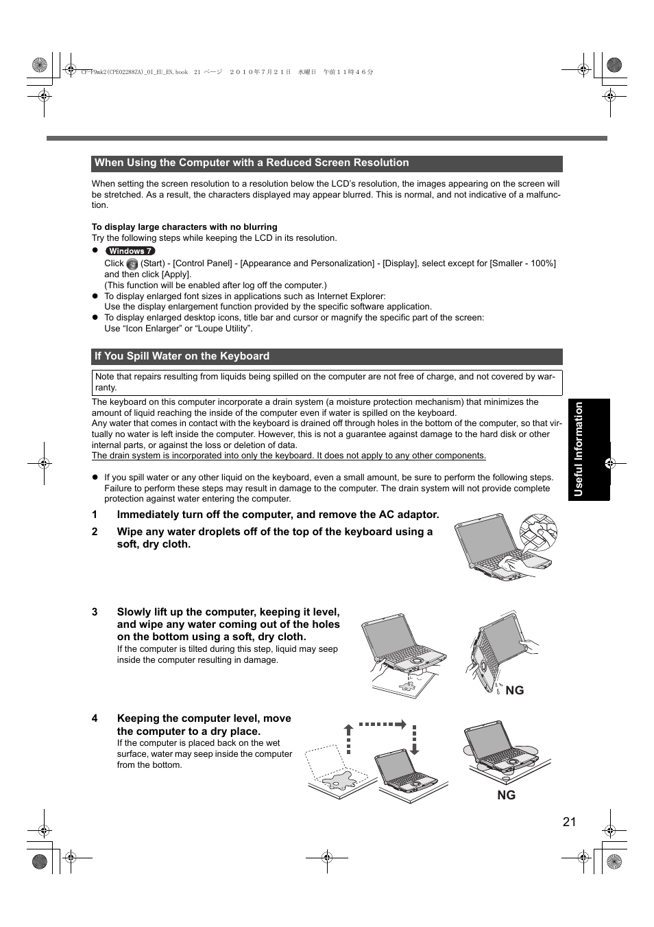 Panasonic CF-F9 User Manual | Page 21 / 36