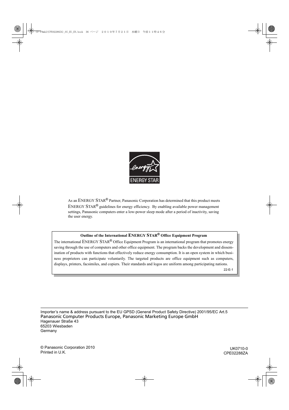 Panasonic CF-F9 User Manual | Page 36 / 36