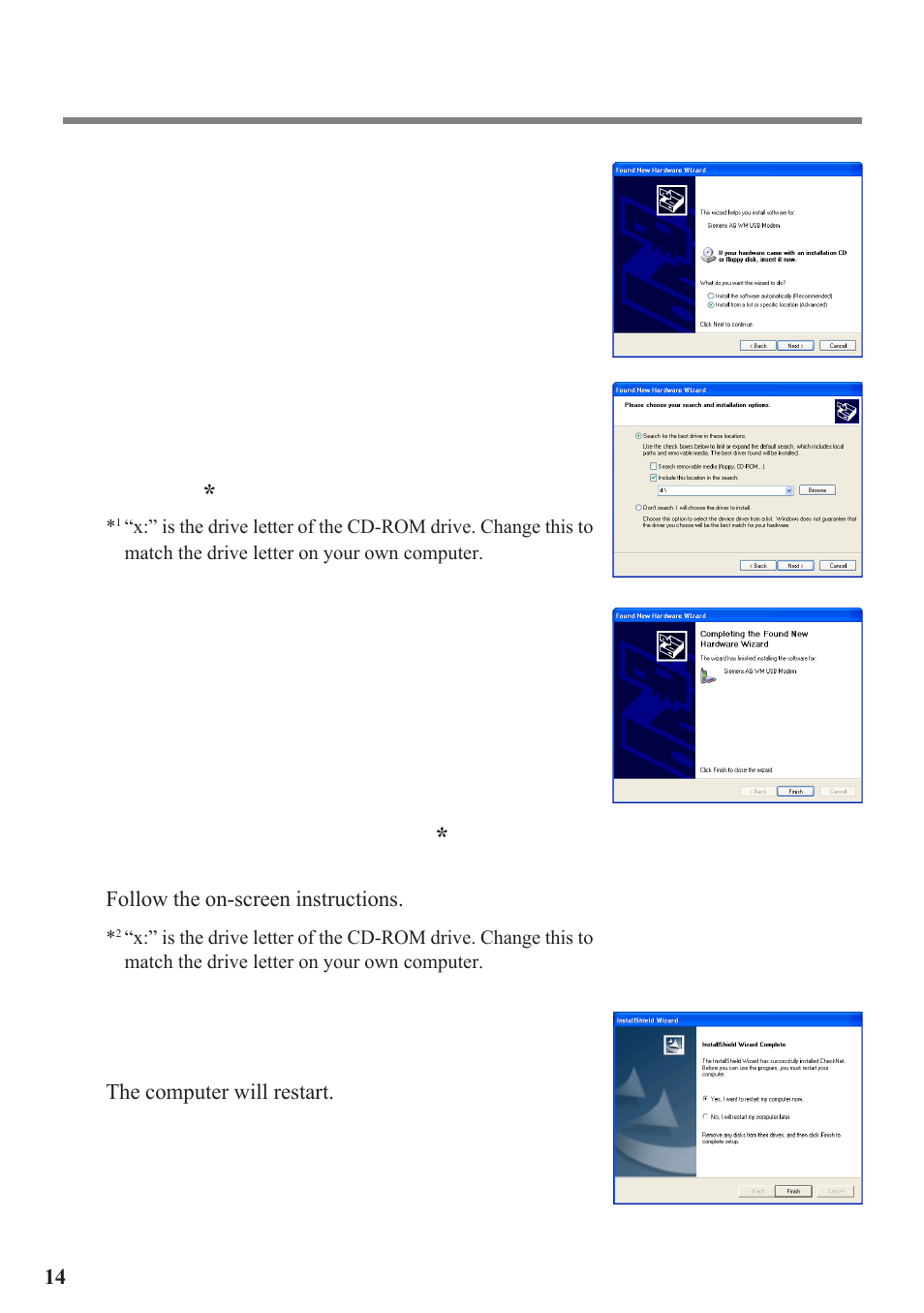 Installing the software | Panasonic EDGE modem User Manual | Page 14 / 20