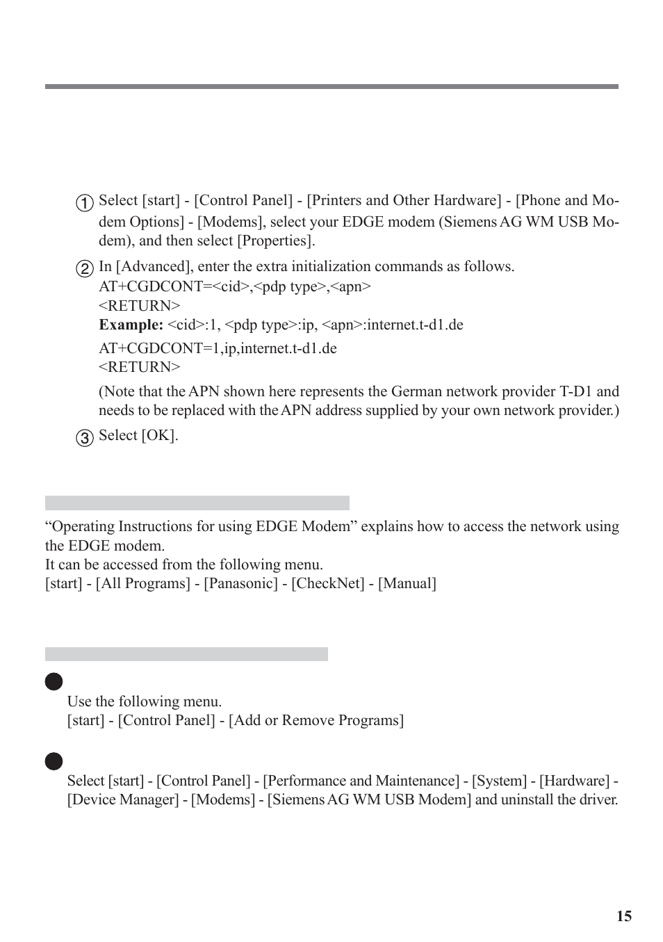 Panasonic EDGE modem User Manual | Page 15 / 20