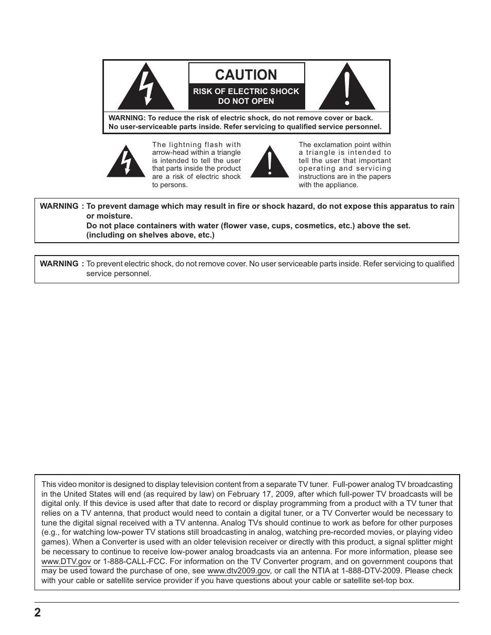 Caution | Panasonic TH-32LR11UK User Manual | Page 2 / 44