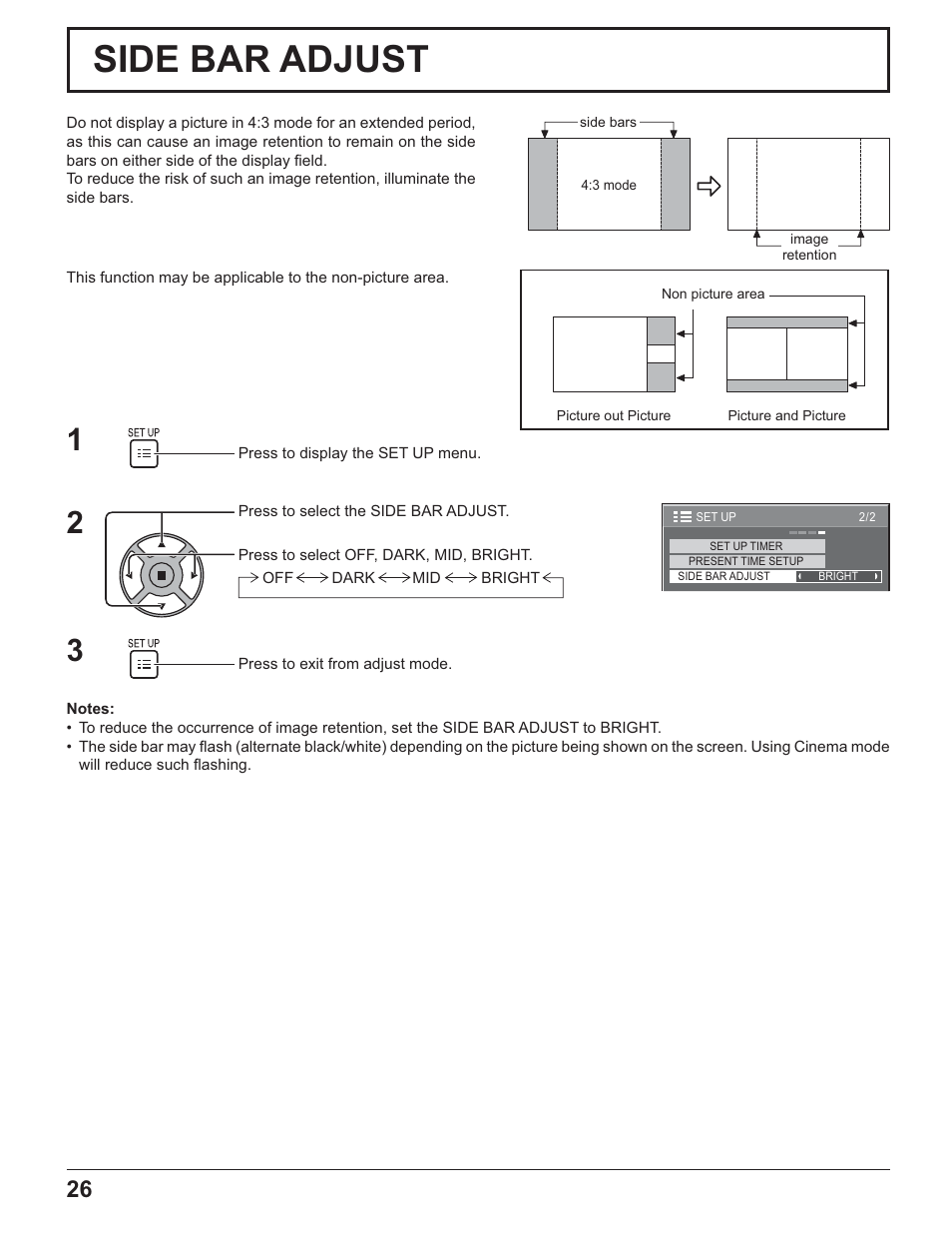 Side bar adjust | Panasonic TH-32LR11UK User Manual | Page 26 / 44