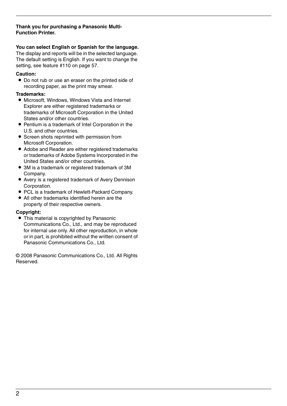 Panasonic KX-MC6020 User Manual | Page 2 / 120