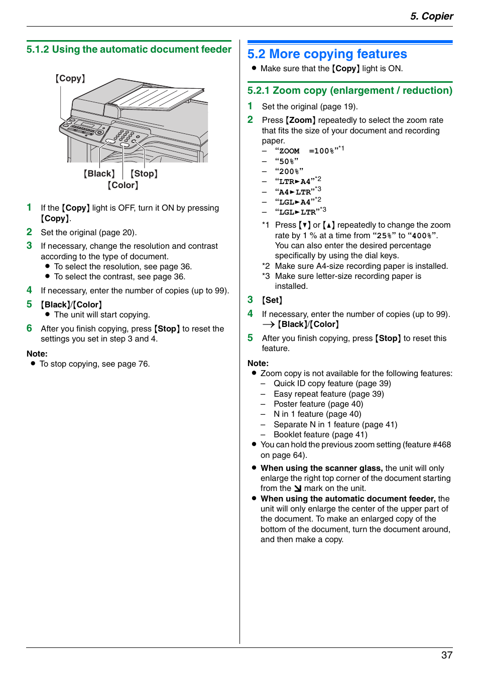 2 more copying features, More copying features, 2 more copying features | Panasonic KX-MC6020 User Manual | Page 37 / 120