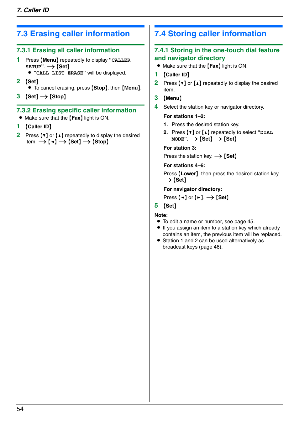 3 erasing caller information, 4 storing caller information, Erasing caller information | Storing caller information, Ep 3 of th, 3 erasing caller information, 4 storing caller information | Panasonic KX-MC6020 User Manual | Page 54 / 120