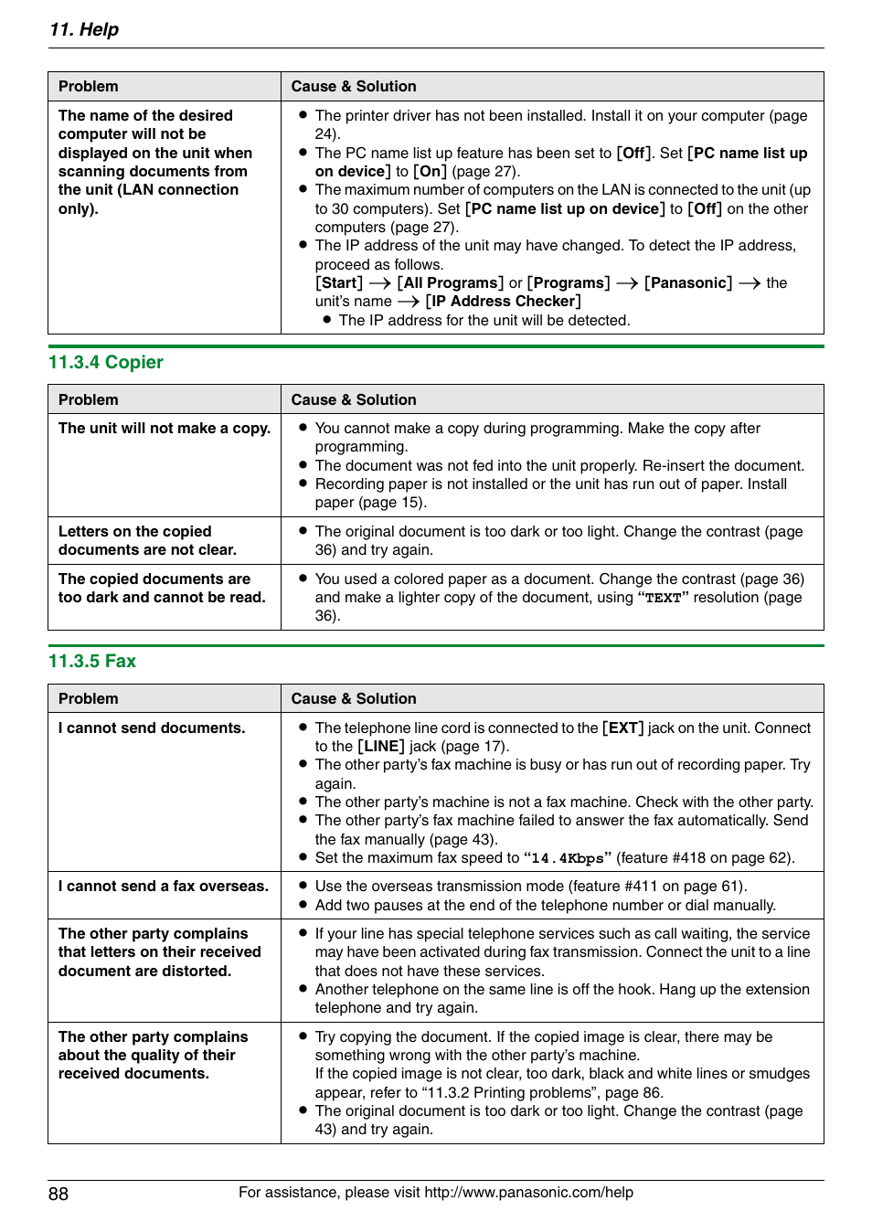 Help 88 | Panasonic KX-MC6020 User Manual | Page 88 / 120