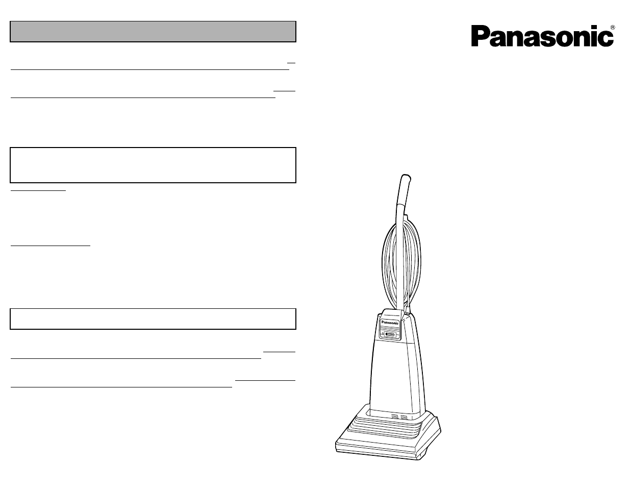 What to do when service is needed, Service apres-vente, Untitled | Mc-v5241, Aspiradora, Vacuum cleaner aspirateur | Panasonic MC-V5241 User Manual | Page 44 / 44