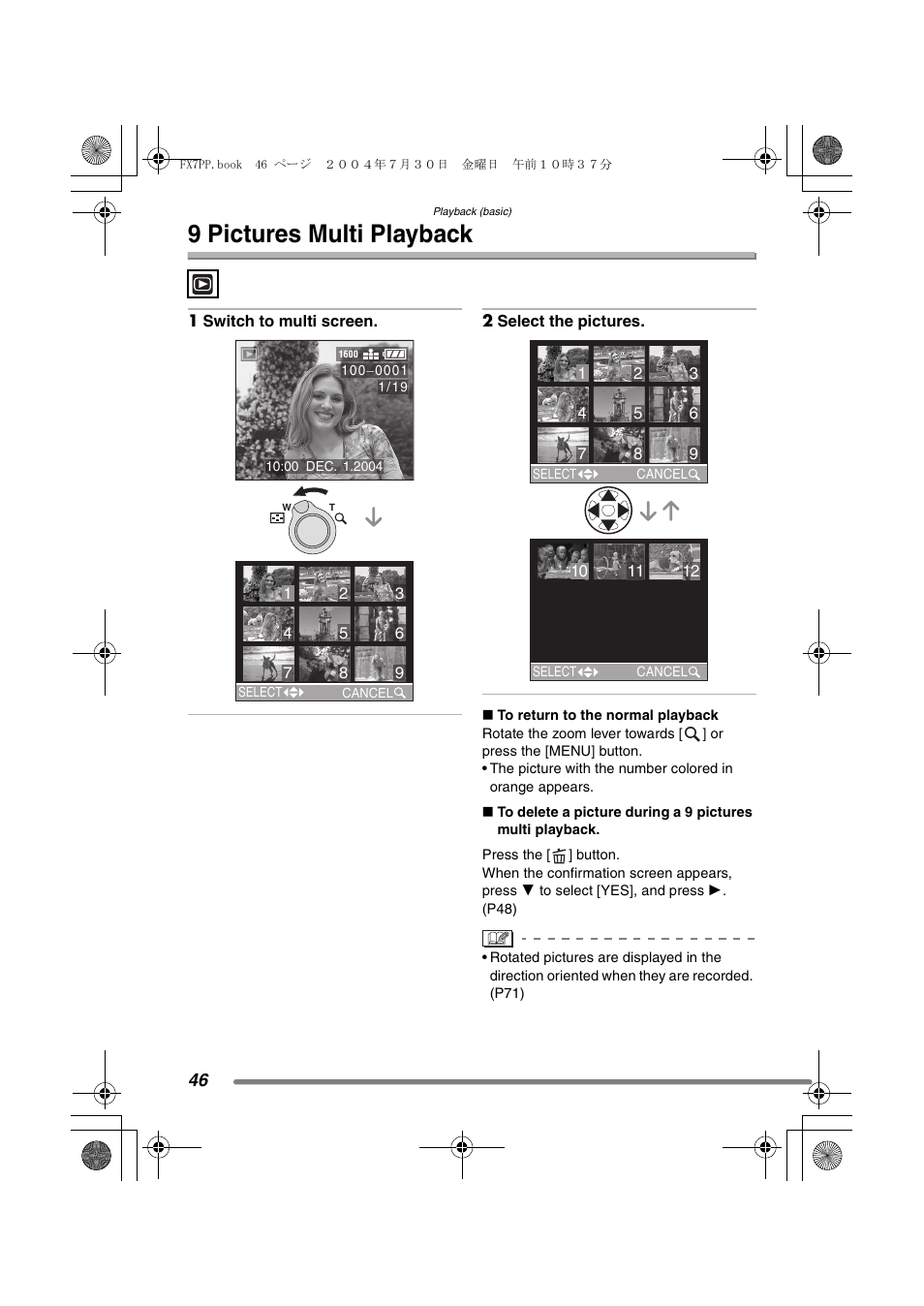 9 pictures multi playback | Panasonic DMC-FX7PP User Manual | Page 46 / 112