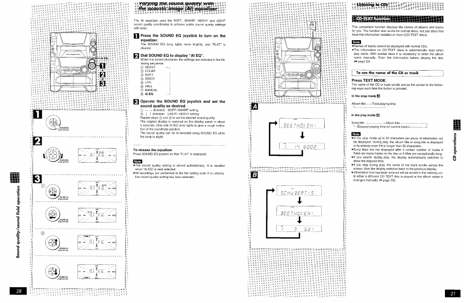 Press text mode, In the stop mode h, In the play mode b | Li*ftí9.sir:";v:!r!«l!!í:ís | Panasonic SCAK75 User Manual | Page 21 / 48