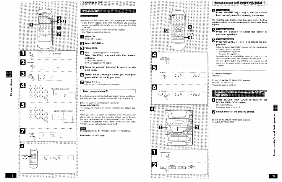To stop the test signal, To turn off the dolby pro logic systems, Select and start the desired source | Panasonic SCAK75 User Manual | Page 31 / 48