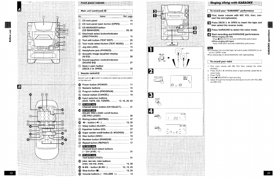 Q press karaoke to select the voice mode, P] start recording and karaoke performance | Panasonic SCAK75 User Manual | Page 39 / 48