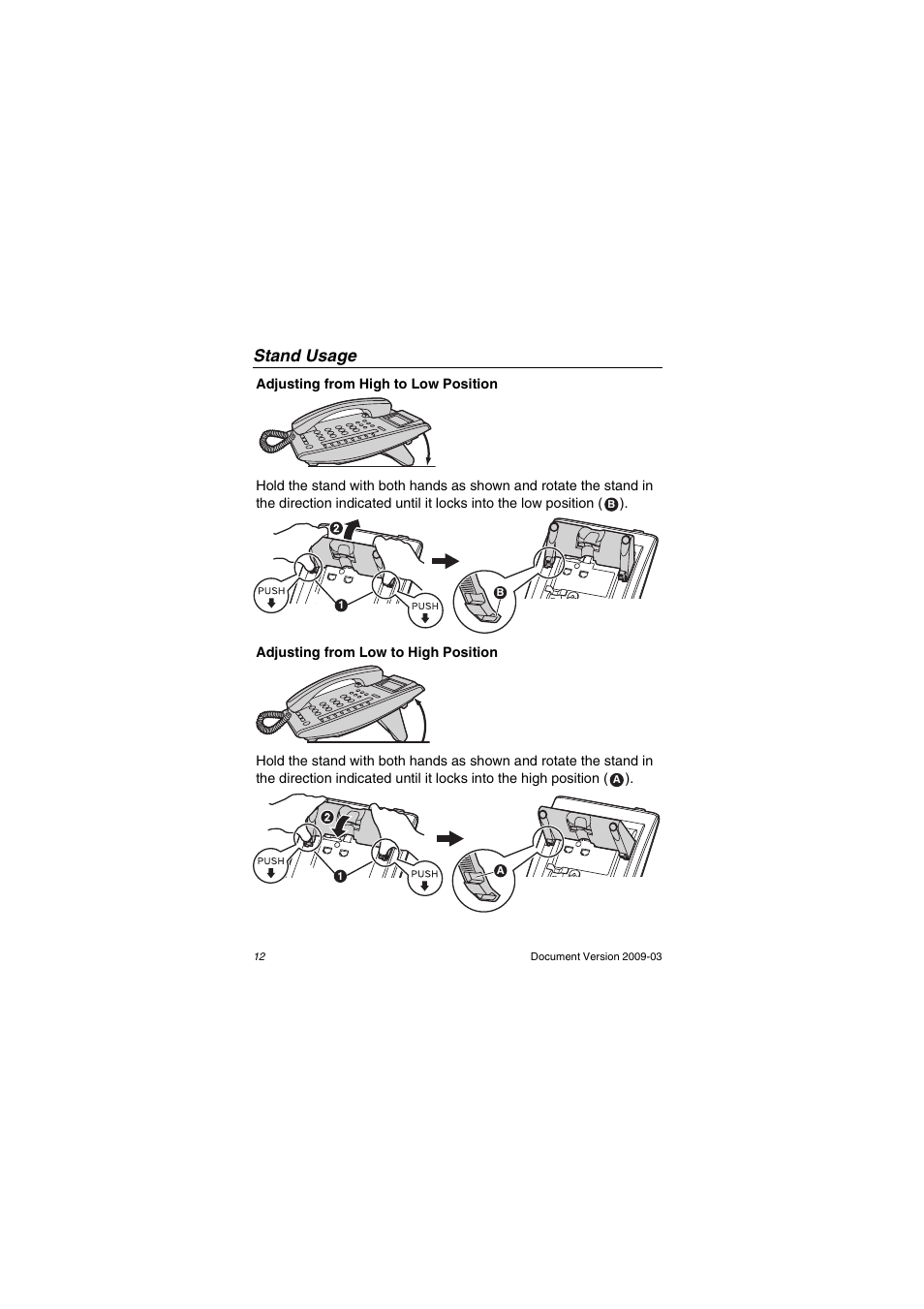 Stand usage | Panasonic KX-DT321 User Manual | Page 12 / 20