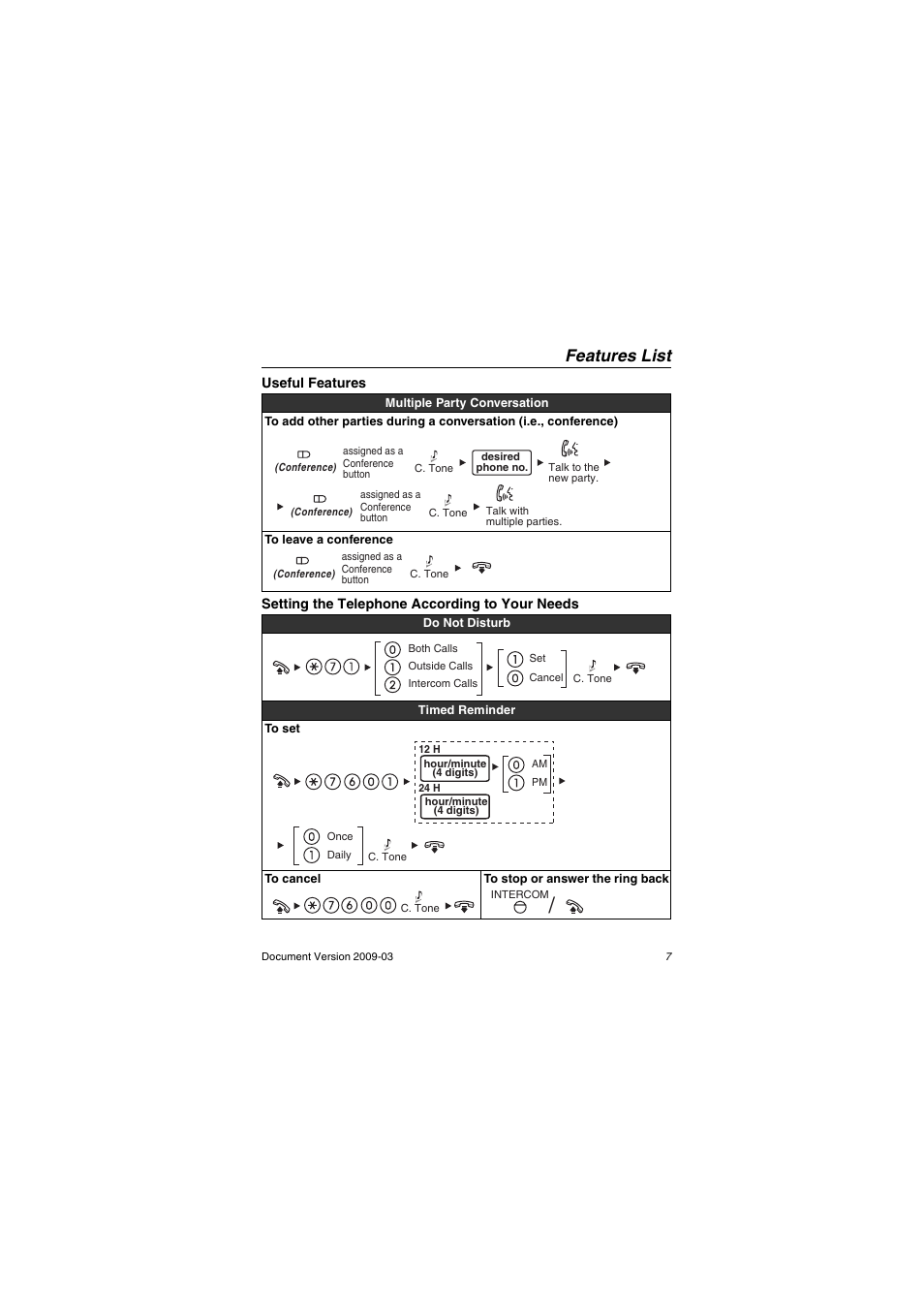 Features list | Panasonic KX-DT321 User Manual | Page 7 / 20