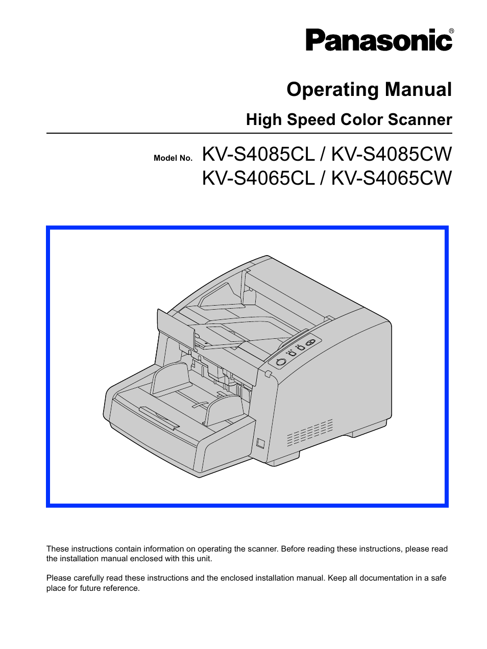 Panasonic KV-S4085CW User Manual | 87 pages