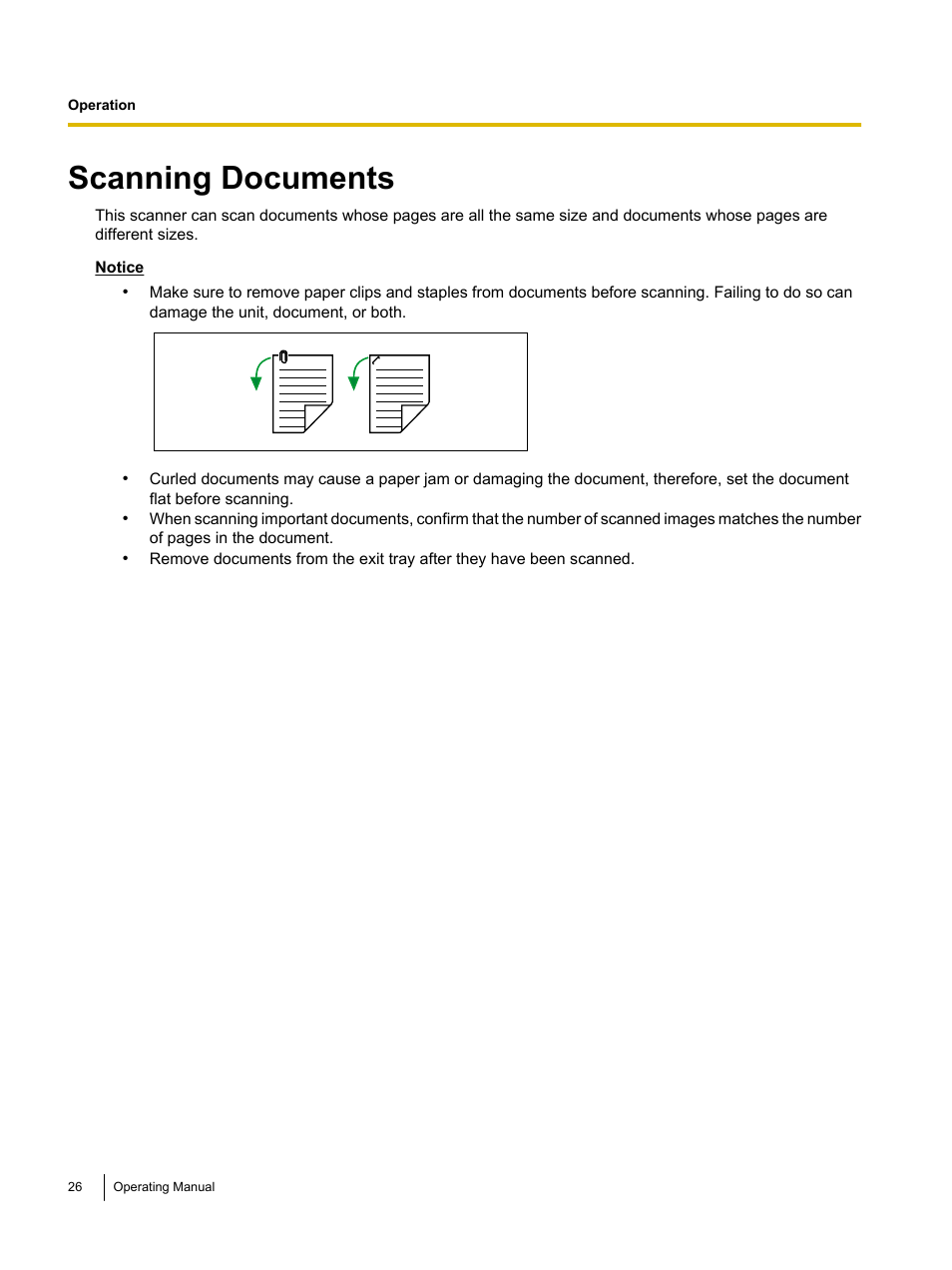 Scanning documents | Panasonic KV-S4085CW User Manual | Page 26 / 87