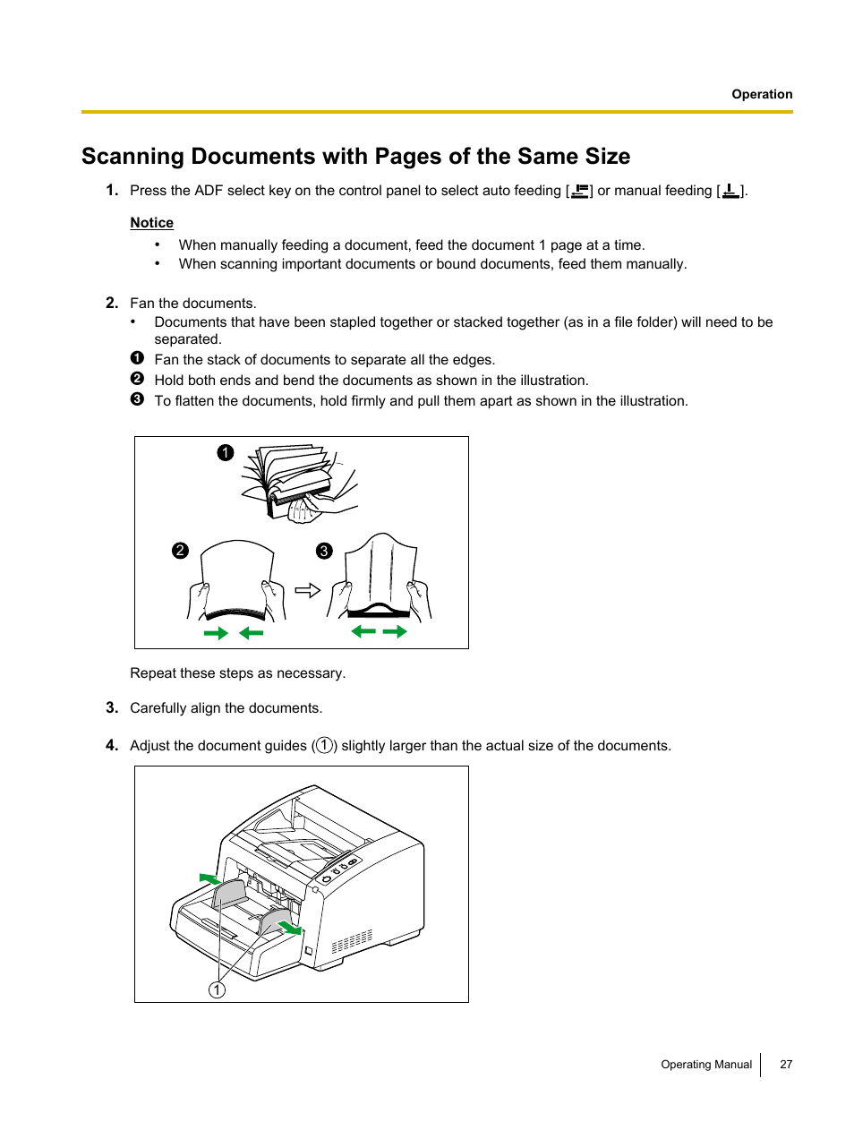 Scanning documents with pages of the same size | Panasonic KV-S4085CW User Manual | Page 27 / 87