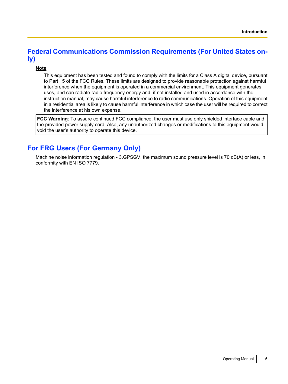 For frg users (for germany only) | Panasonic KV-S4085CW User Manual | Page 5 / 87