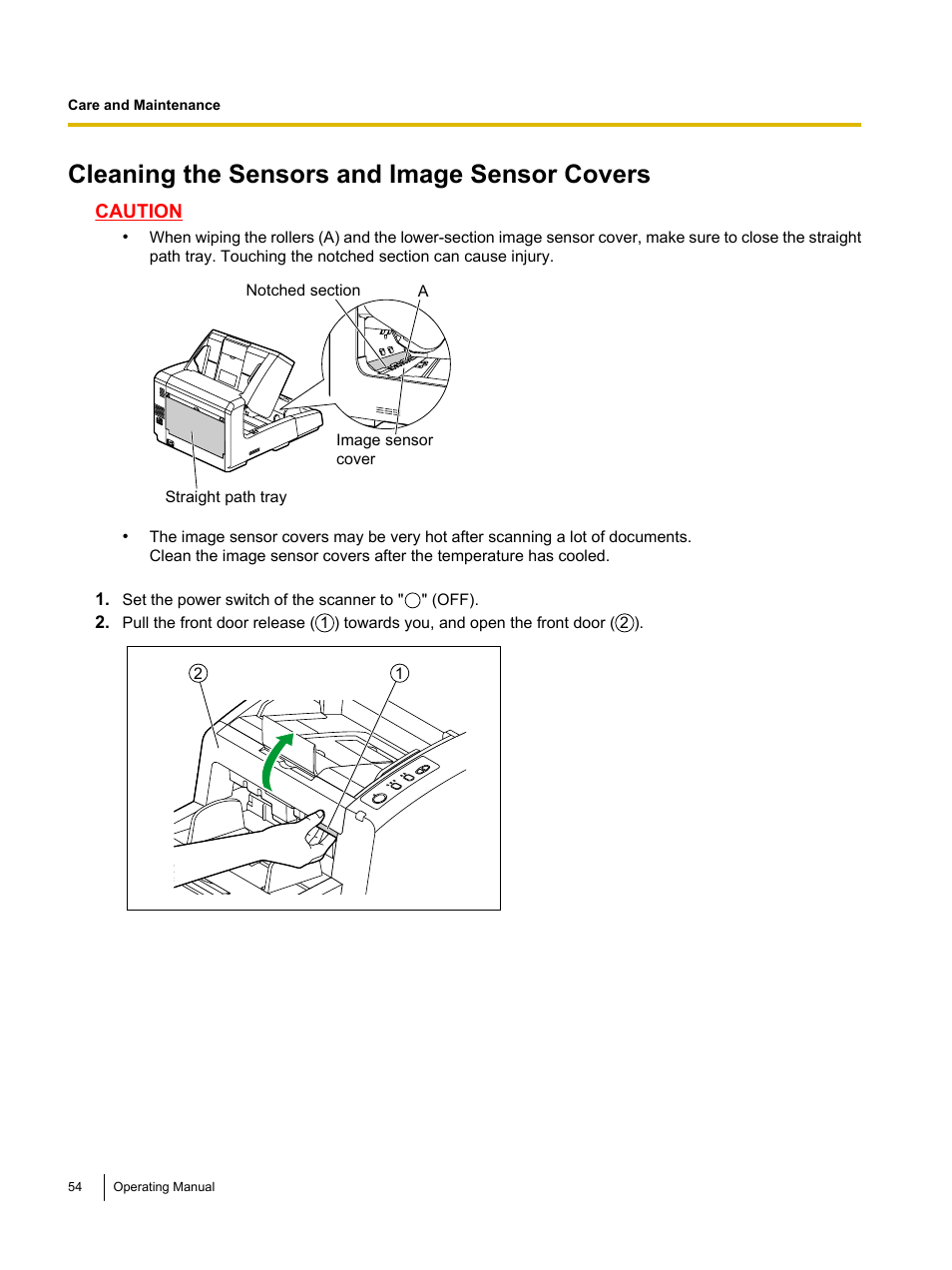 Cleaning the sensors and image sensor covers | Panasonic KV-S4085CW User Manual | Page 54 / 87