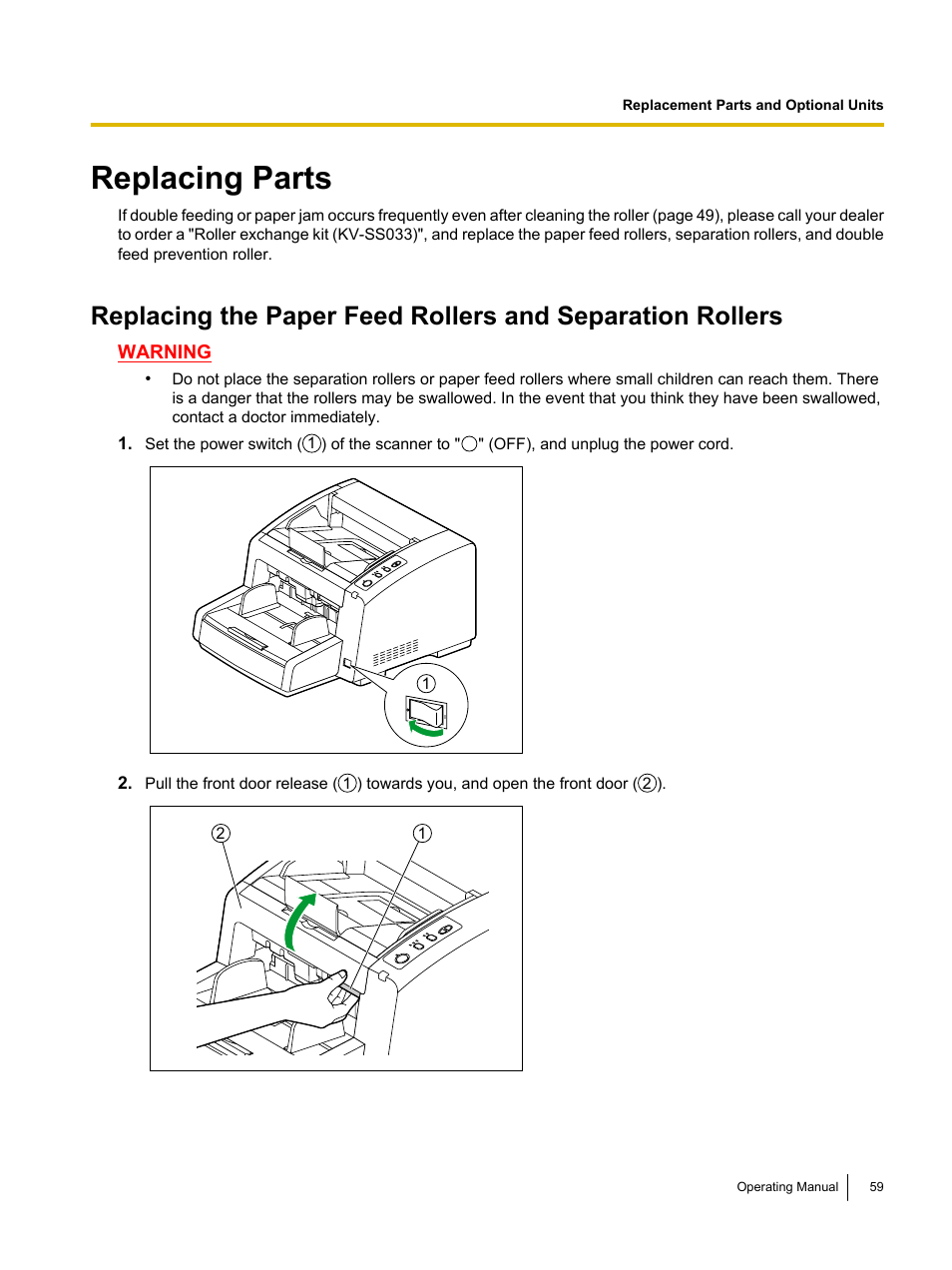 Replacing parts | Panasonic KV-S4085CW User Manual | Page 59 / 87