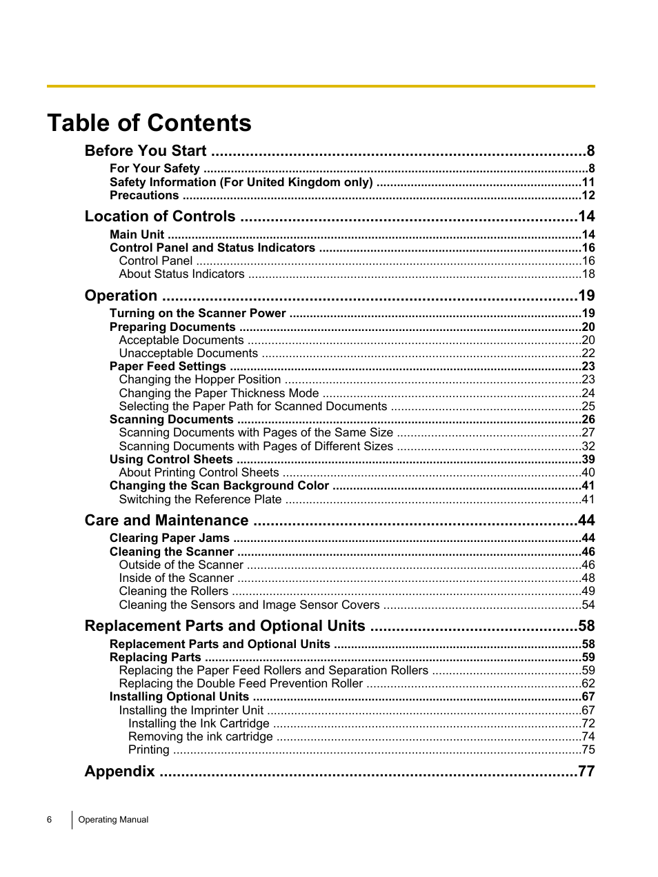 Panasonic KV-S4085CW User Manual | Page 6 / 87