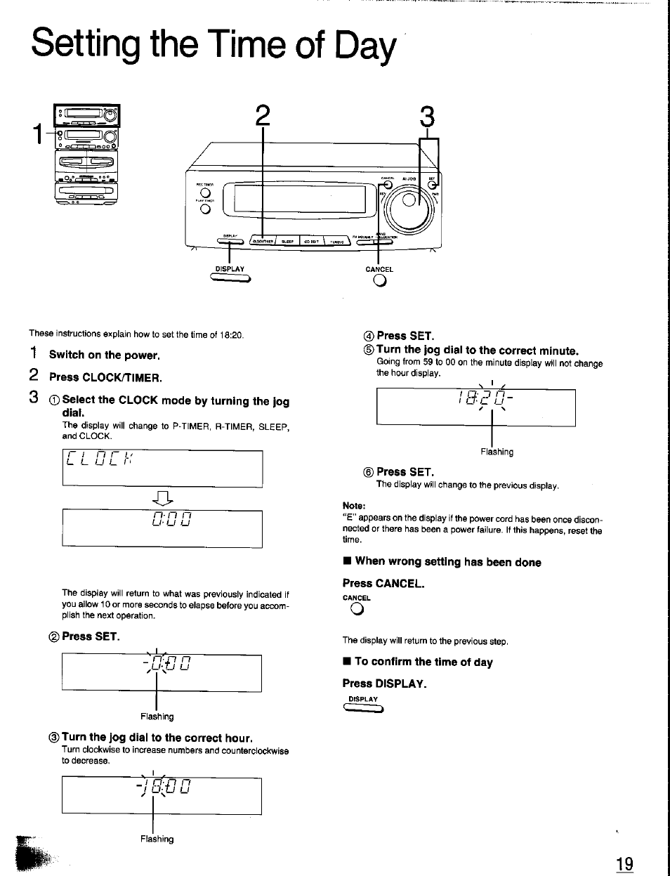 Setting the time of day, 1 b e | Panasonic SC-CH350 User Manual | Page 19 / 64