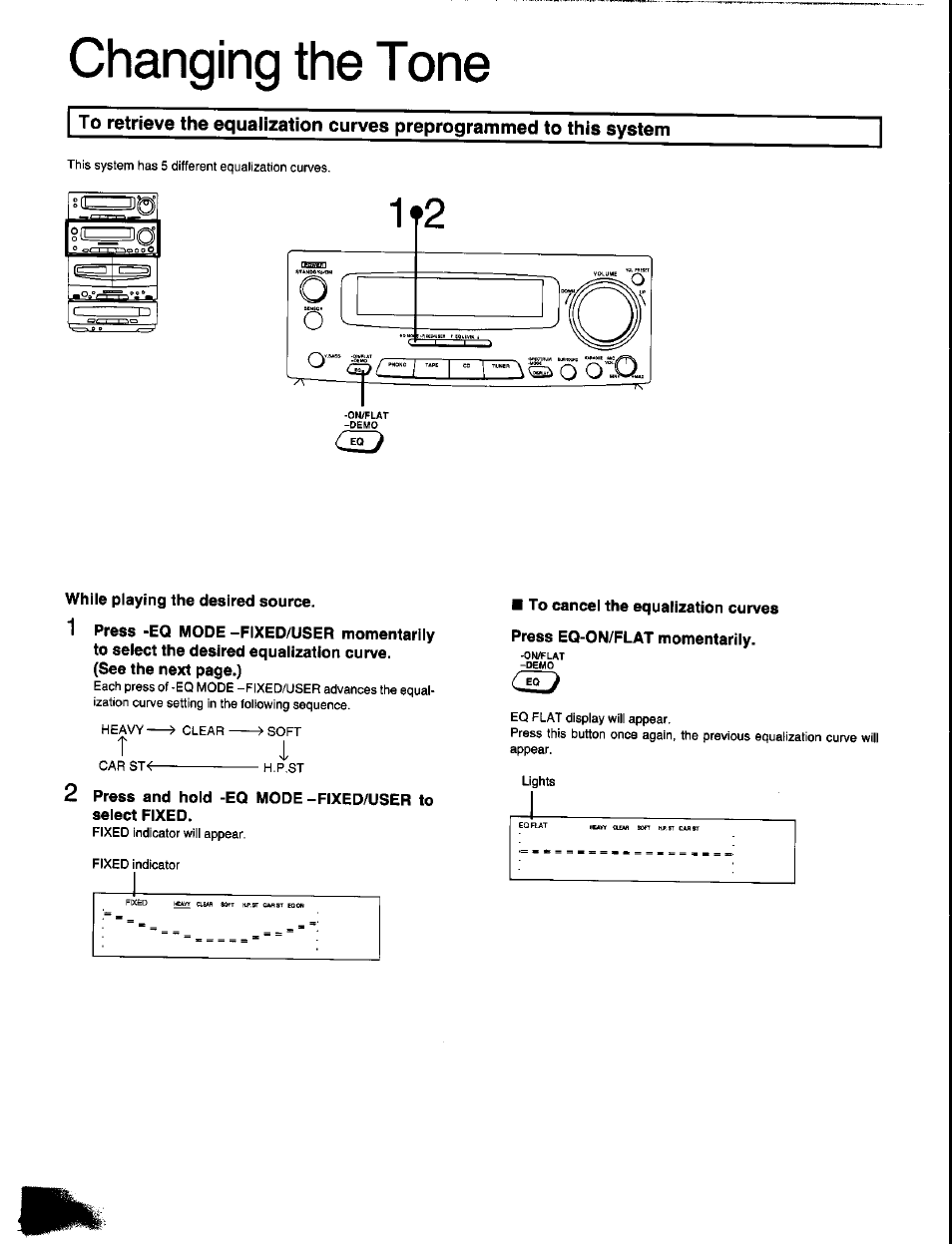 Changing the tone, While playing the desired source, To cancel the equalization curves | Panasonic SC-CH350 User Manual | Page 46 / 64